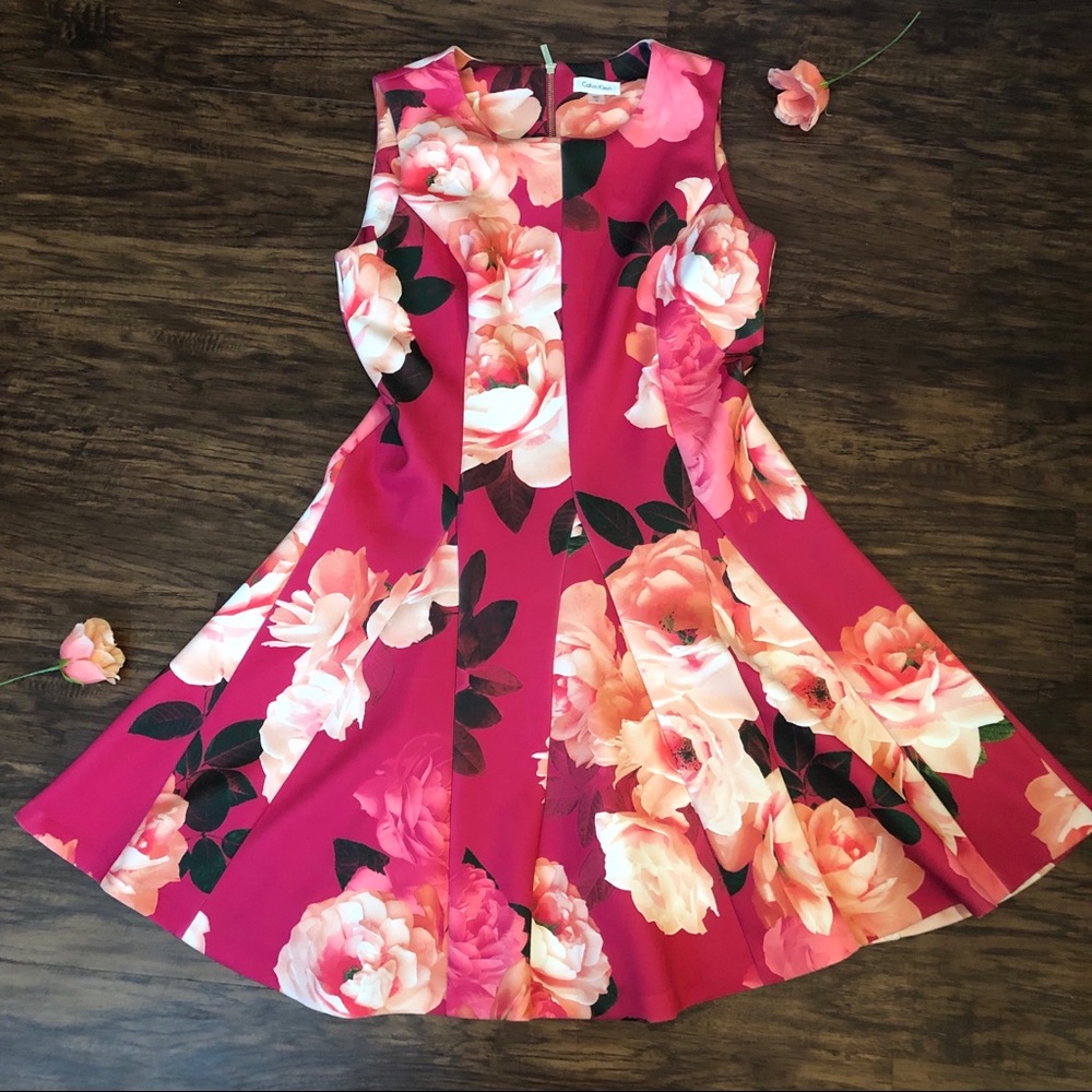 Calvin Klein Floral Fit and Flare Dress